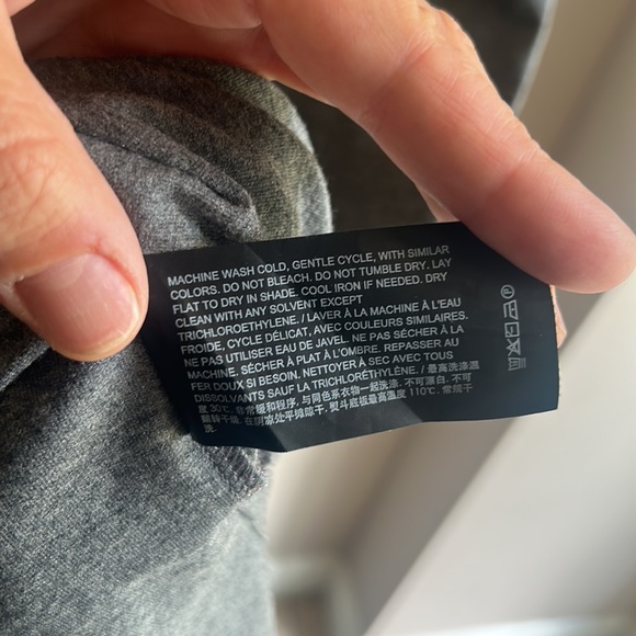 Theory gray stretchy midi. Scoop neck w breast pocket. 12’’ slit up both sides. - Picture 4 of 6